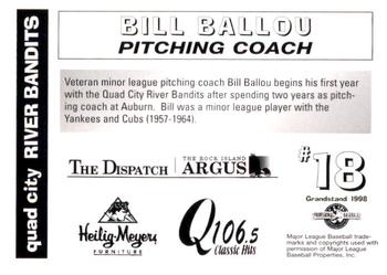 1998 Grandstand Quad City River Bandits #NNO Bill Ballou Back