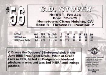 1998 Grandstand San Bernardino Stampede #NNO C.D. Stover Back