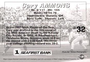 1998 Grandstand Spokane Indians #NNO Cary Ammons Back