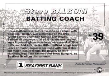 1998 Grandstand Spokane Indians #NNO Steve Balboni Back