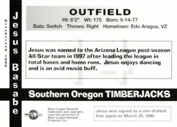 1998 Grandstand Southern Oregon Timberjacks #NNO Jesus Basabe Back
