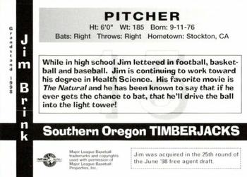 1998 Grandstand Southern Oregon Timberjacks #NNO Jim Brink Back