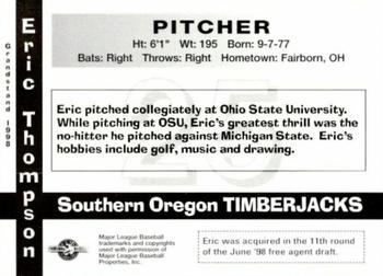 1998 Grandstand Southern Oregon Timberjacks #NNO Eric Thompson Back