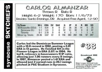 1998 Grandstand Syracuse SkyChiefs #NNO Carlos Almanzar Back
