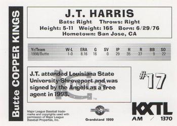 1999 Grandstand Butte Copper Kings #NNO J.T. Harris Back