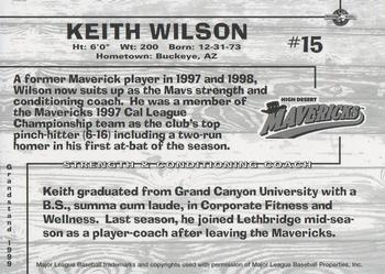 1999 Grandstand High Desert Mavericks #NNO Keith Wilson Back
