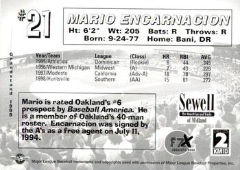 1999 Grandstand Midland RockHounds #NNO Mario Encarnacion Back