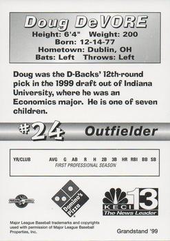 1999 Grandstand Missoula Osprey #NNO Doug DeVore Back