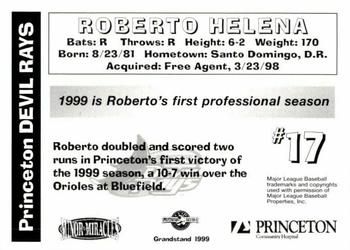 1999 Grandstand Princeton Devil Rays #NNO Roberto Helena Back