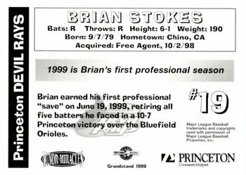 1999 Grandstand Princeton Devil Rays #NNO Brian Stokes Back