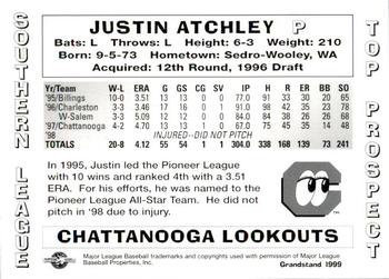 1999 Grandstand Southern League Top Prospects #NNO Justin Atchley Back