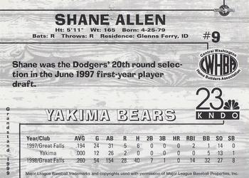 1999 Grandstand Yakima Bears #NNO Shane Allen Back