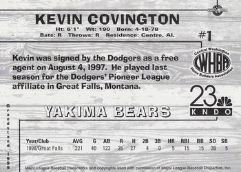 1999 Grandstand Yakima Bears #NNO Kevin Covington Back