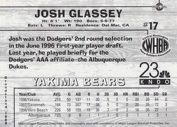 1999 Grandstand Yakima Bears #NNO Josh Glassey Back