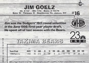 1999 Grandstand Yakima Bears #NNO Jim Goelz Back