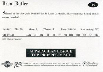 1996 Best Appalachian League Top Prospects #19 Brent Butler Back