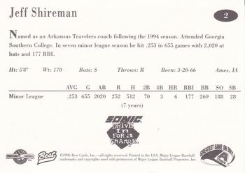 1996 Best Arkansas Travelers #2 Jeff Shireman Back