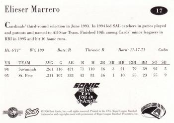 1996 Best Arkansas Travelers #17 Elieser Marrero Back
