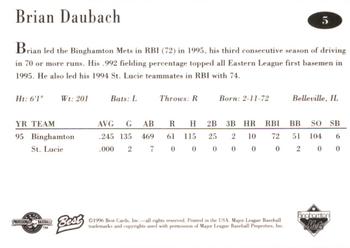 1996 Best Binghamton Mets #5 Brian Daubach Back