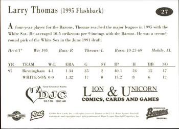 1996 Best Birmingham Barons #27 Larry Thomas Back