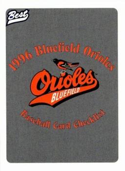 1996 Best Bluefield Orioles #30 Checklist Front