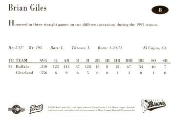 1996 Best Buffalo Bisons #8 Brian Giles Back