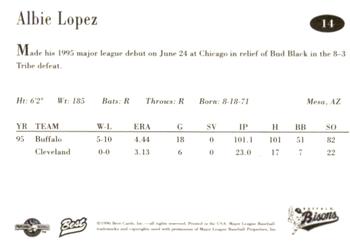 1996 Best Buffalo Bisons #14 Albie Lopez Back
