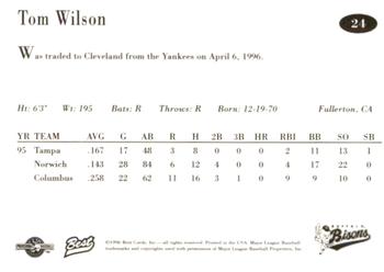 1996 Best Buffalo Bisons #24 Tom Wilson Back