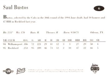1996 Best Daytona Cubs #6 Saul Bustos Back