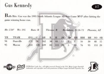1996 Best Durham Bulls Blue #17 Gus Kennedy Back