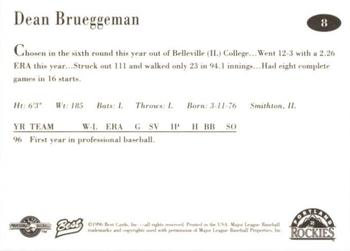 1996 Best Portland Rockies #8 Dean Brueggemann Back
