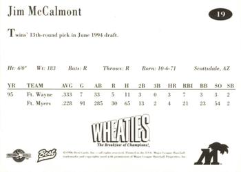 1996 Best Fort Myers Miracle #19 Jim McCalmont Back