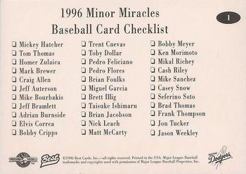 1996 Best Great Falls Dodgers #1 Mickey Hatcher / Tom Thomas / Homer Zulaica / Mark Brewer Back