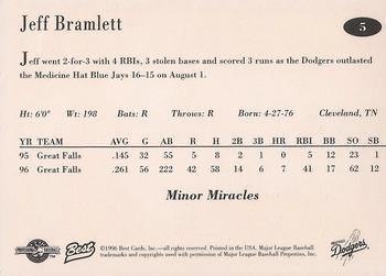 1996 Best Great Falls Dodgers #5 Jeff Bramlett Back