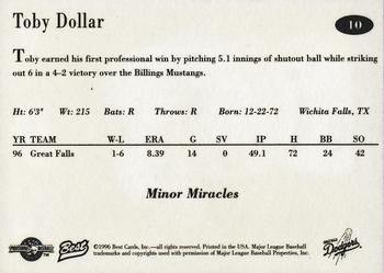 1996 Best Great Falls Dodgers #10 Toby Dollar Back
