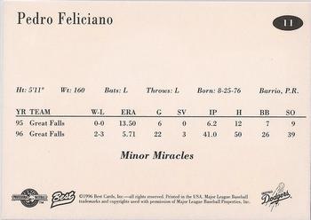 1996 Best Great Falls Dodgers #11 Pedro Feliciano Back