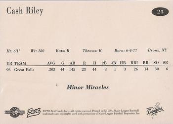 1996 Best Great Falls Dodgers #23 Cash Riley Back