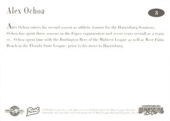 1996 Best Harrisburg Senators #3 Alex Ochoa Back