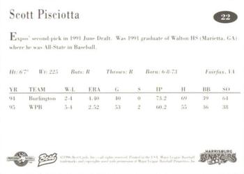 1996 Best Harrisburg Senators #22 Scott Pisciotta Back