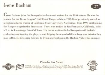 1996 Best Hudson Valley Renegades #27 Gene Basham Back