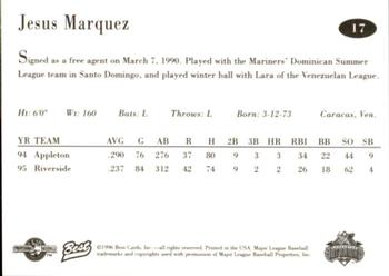 1996 Best Lancaster JetHawks #17 Jesus Marquez Back