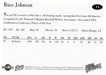 1996 Best Jackson Generals #14 Russ Johnson Back