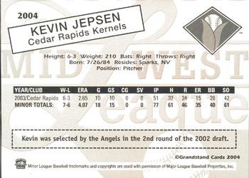 2004 Grandstand Midwest League Top Prospects #NNO Kevin Jepsen Back