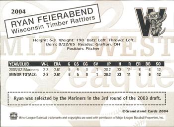 2004 Grandstand Midwest League Top Prospects #NNO Ryan Feierabend Back