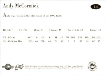 1996 Best Hagerstown Suns #14 Andy McCormick Back
