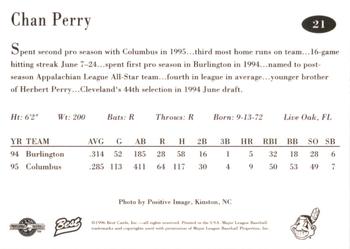 1996 Best Kinston Indians #21 Chan Perry Back