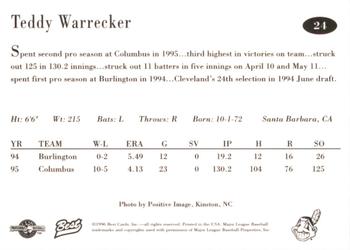 1996 Best Kinston Indians #24 Teddy Warrecker Back