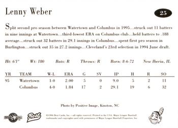 1996 Best Kinston Indians #25 Lenny Weber Back