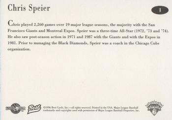 1996 Best Lethbridge Black Diamonds #1 Chris Speier Back