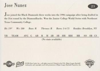 1996 Best Lethbridge Black Diamonds #23 Jose Nunez Back